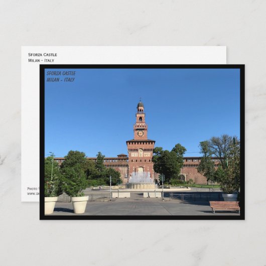 Sforza Castle - Fountain, bruiloft - Milano Briefkaart (Voorkant / Achterkant)