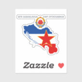 SFR Joegoslavië - Kaart - Embleem - Vlag VinylStic Sticker (Vel)