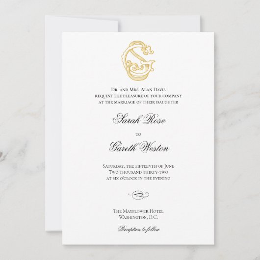 SG Monogram of GS Monogram Wedding Invitaties Kaart (Voorkant)