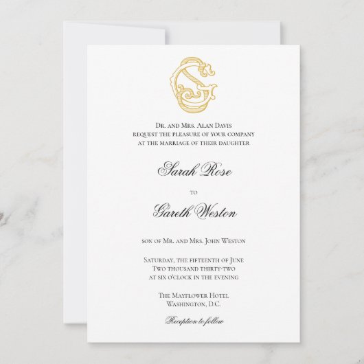 SG Monogram of GS Monogram Wedding Invitaties Kaart (Voorkant)