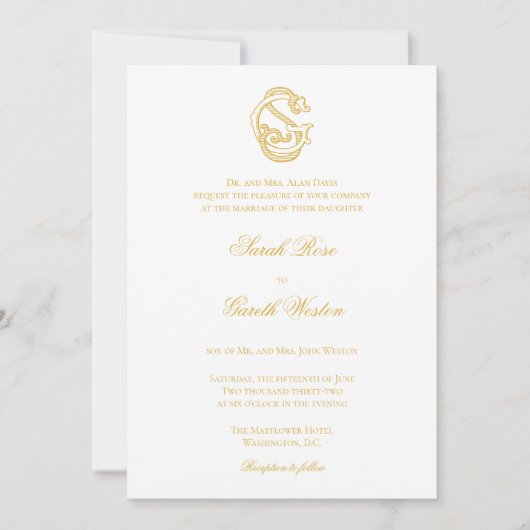 SG Monogram of GS Monogram Wedding Invitaties Kaart (Voorkant)