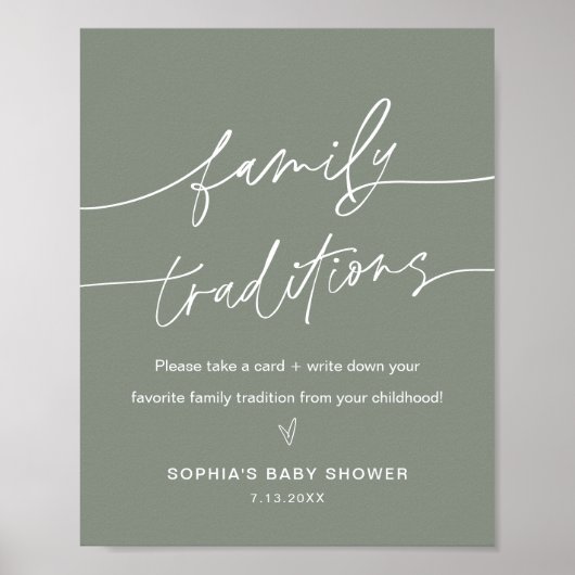 SGE Family Traditions Baby shower Sign Poster (Voorkant)