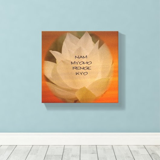 SGI Buddhist Poster - Lotus "Nam Myoho Renge Kyo" Canvas Afdruk (Insitu (Houten vloer))