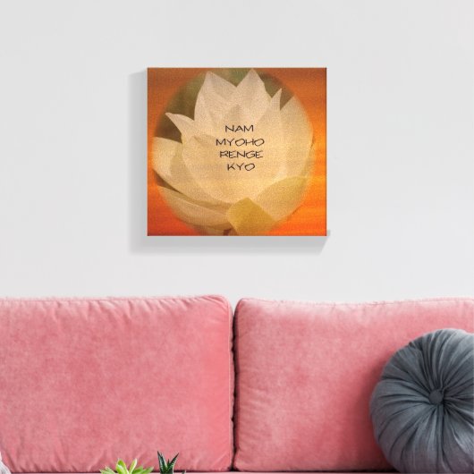 SGI Buddhist Poster - Lotus "Nam Myoho Renge Kyo" Canvas Afdruk (Insitu (Woonkamer))