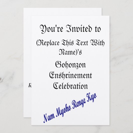 SGI Gohonzon Inkrimping Uitnodiging Sjabloon (Voorkant / Achterkant)