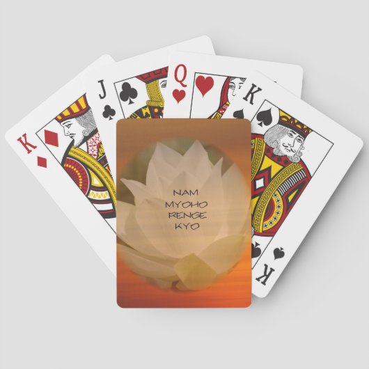 SGI-speelkaarten: Lotus en "Nam Myoho Renge Kyo" Pokerkaarten (Achterkant)
