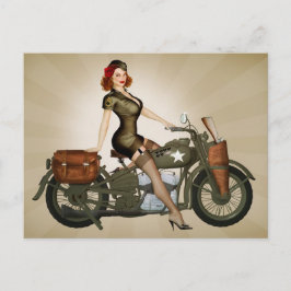Sgt. Davidson Army Motorcycle Pinup Briefkaart