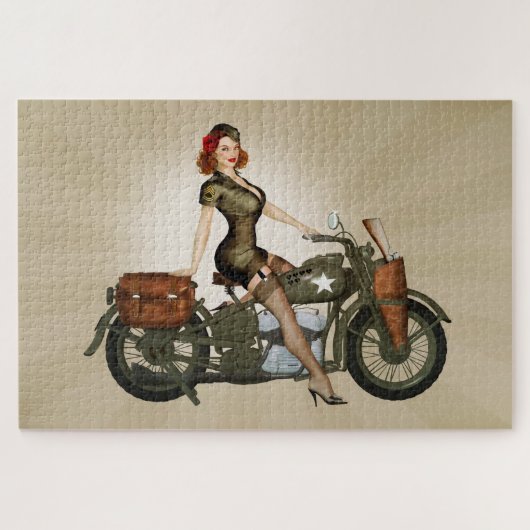 Sgt. Davidson Army Motorcycle Pinup Legpuzzel (Horizontaal)