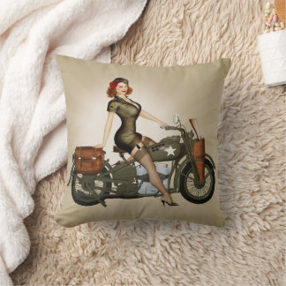 Sgt. Davidson Army Motorcycle Pinup Pillow Kussen