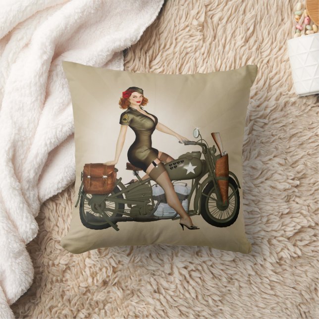 Sgt. Davidson Army Motorcycle Pinup Pillow Kussen (Deken)