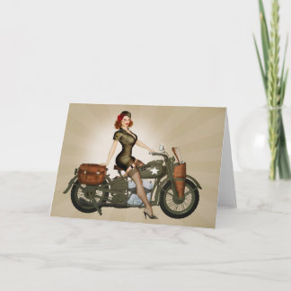 Sgt. het Wenskaart van Pinup van de Motorfiets van Kaart