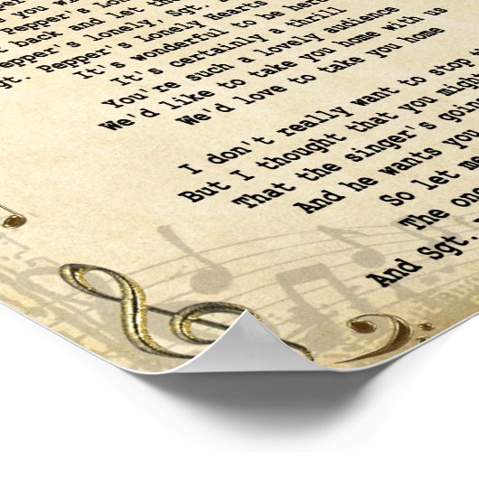 Sgt Pepper's Lonely Hearts Club Band Song Lyric Poster (Hoek)