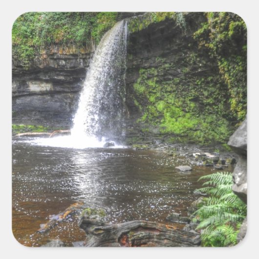Sgwd Gwladys bij Pontneddfechan Waterfall, Wales Vierkante Sticker (Voorkant)