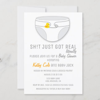 Sh! t heeft net een echte luier Baby shower uitnod Kaart