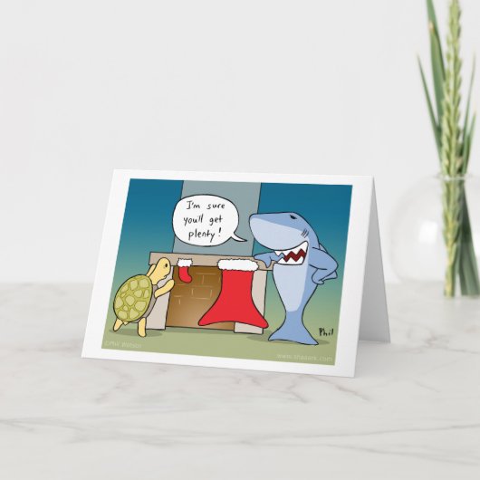 Shaaark cartoon kerstkaart feestdagen kaart (Voorkant)
