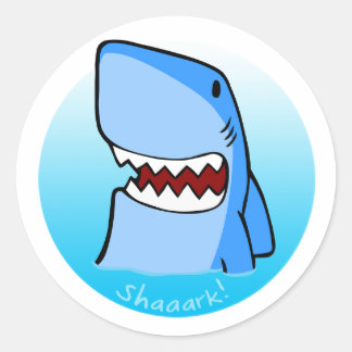 Shaaark in water - ronde sticker