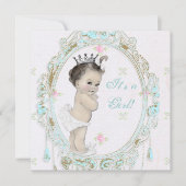 Shab Chic Blauwgroen Blue Princess Baby shower Kaart (Voorkant)