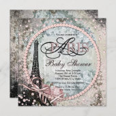 Shab Chic Paris Baby shower Kaart (Voorkant / Achterkant)