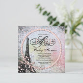 Shab Chic Paris Baby shower Kaart (Staand voorkant)