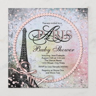 Shab Chic Paris Baby shower Kaart
