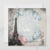 Shab Chic Paris Bruidsuitnodiging Kaart (Achterkant)