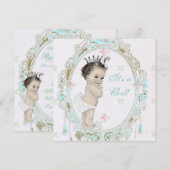 Shab Chic Teal Blauwe Prinses Babyshower Kaart (Voorkant / Achterkant)
