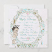 Shab Chic Teal Blauwe Prinses Babyshower Kaart (Achterkant)
