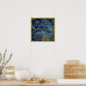 Shabbat Bible Verse Blessing Hebrew English Blue Poster (Keuken)