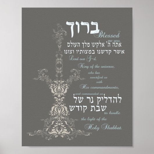 Shabbat Candle Blessing Poster (Voorkant)