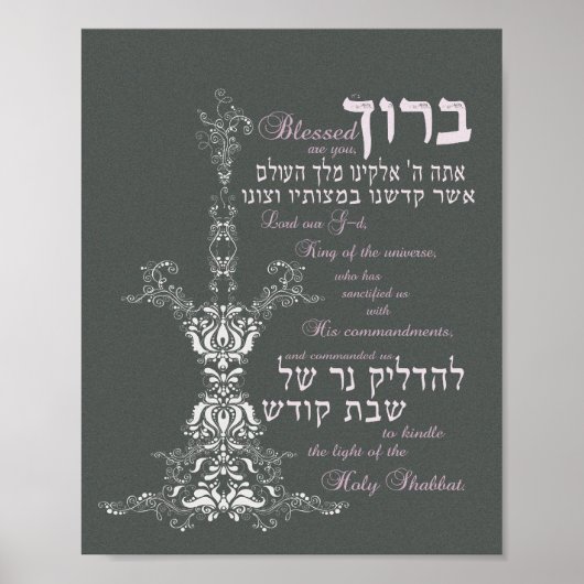 Shabbat Candle Blessing Poster (Voorkant)