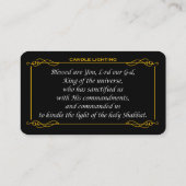 Shabbat Candle Light Blessing Hebrew English Kaart Visitekaartje (Achterkant)