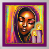 Shabbat Candle Lighting Hebrew African Woman Art Poster (Voorkant)