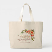 Shabbat Candle Lighting Hebrew Blessing Flowers Grote Tote Bag (Achterkant)