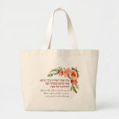 Shabbat Candle Lighting Hebrew Blessing Flowers Grote Tote Bag (Voorkant)