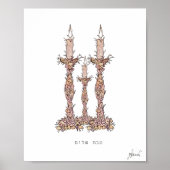 Shabbat Candles Floral Poster (Voorkant)