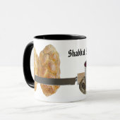 Shabbat Challah, Knife, Wijn en Kandels Mok (Voorkant links)