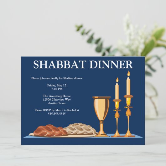 Shabbat Dinner Aangepaste Joodse Familie Marine Bl Kaart (Staand voorkant)