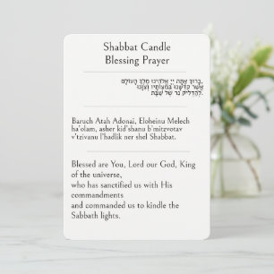 Shabbat Kaars Zegen Gebed Hebreeuws, Engels Kaart