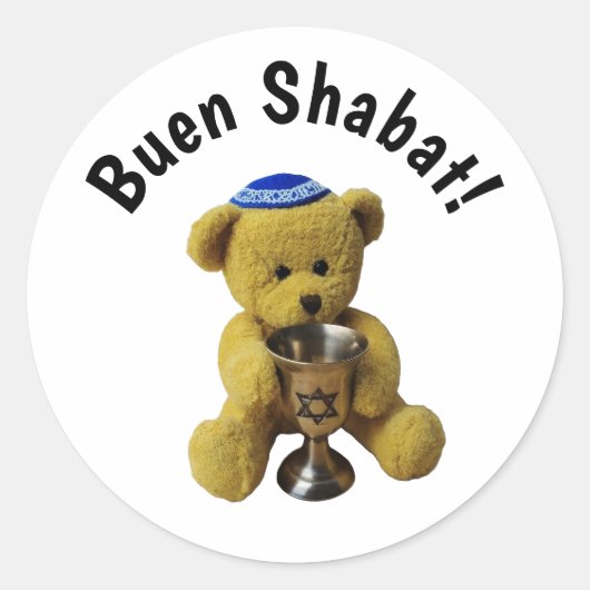 Shabbat Ladino Teddybeer Sticker (Voorkant)