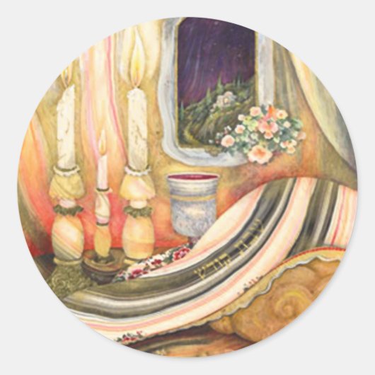 Shabbat Ronde Sticker (Voorkant)
