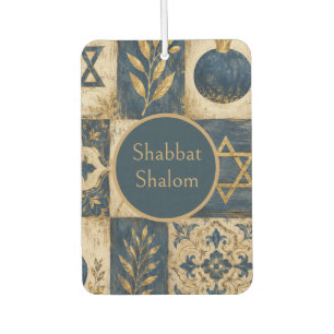 Shabbat Shalom auto-airfresheners, Blue Gold Art Luchtverfrisser