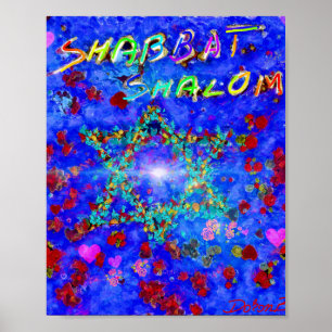 Shabbat shalom bloemen poster