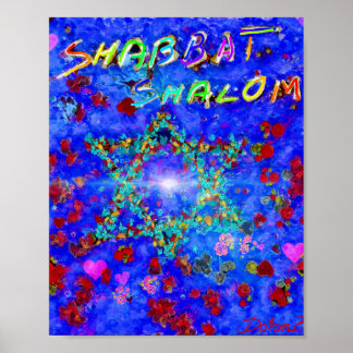Shabbat shalom bloemen poster