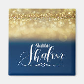 Shabbat Shalom Blue Glitter Sparkle Glam Luxe Magneet (Voorkant)