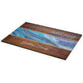 Shabbat Shalom Blue Marble Wood Effect Fused Glass Snijplank (Hoek)