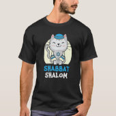 Shabbat Shalom Cat Heilige Dag Judaïsme Yom Kippur T-shirt (Voorkant)