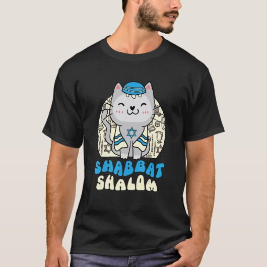 Shabbat Shalom Cat  Kitten Happy Hanukkah Chanukka T-shirt (Voorkant)