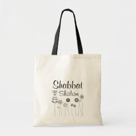 Shabbat Shalom Custom Bloemen Tote Bag