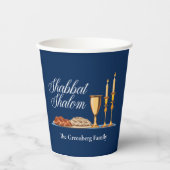 Shabbat Shalom Custom Blue Sabbat Dinner Papieren Bekers (Voorkant)