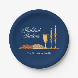 Shabbat Shalom Custom Blue Sabbat Dinner Papieren Bordje